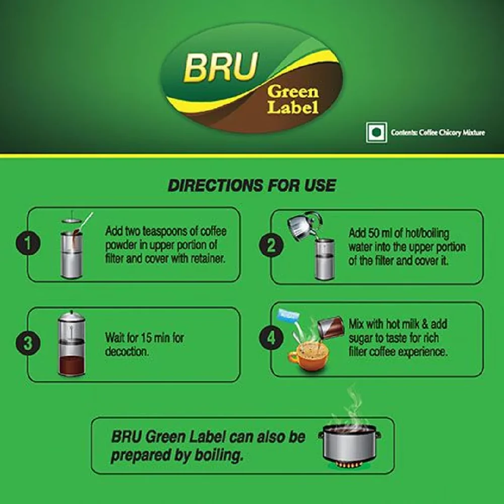 BRU Filter Coffee - Green Label, 200 g-5.webp